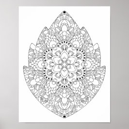 Poster Forma Folha Forma Floral Corante Adulto Mandala