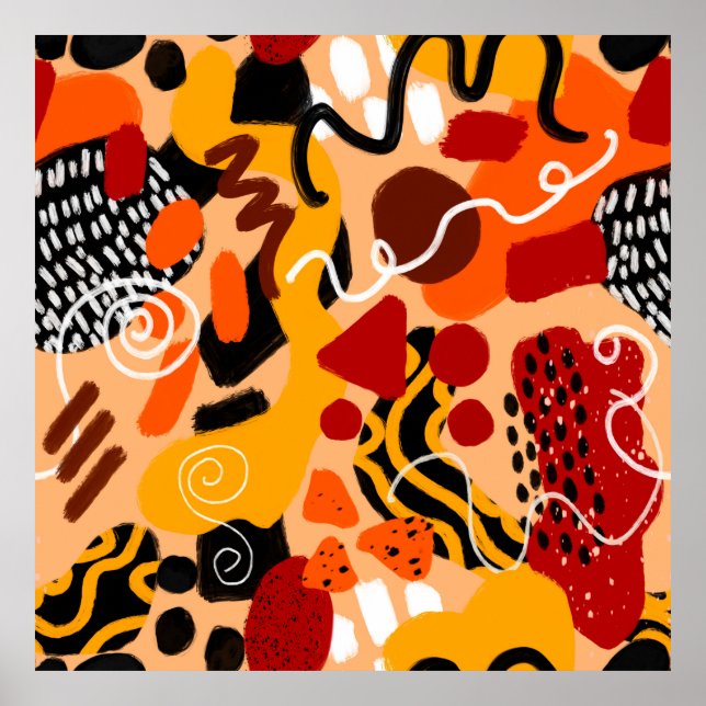 Poster Forma Geométrica de Desenho de Mão abstrato (Frente)