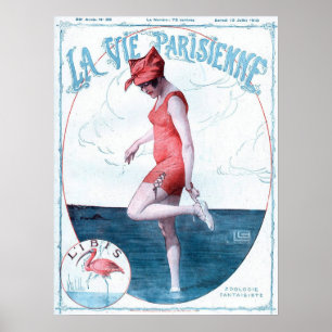 Póster Forma & praia do fato de banho de Paris France do