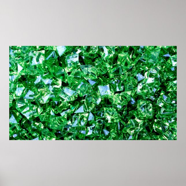 Poster Forma verde design de diamantes (Frente)