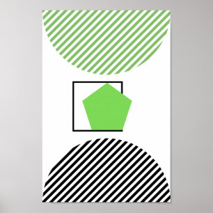 Poster Forma Verde E Preta Em Abstrato De Fundo Branco