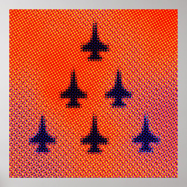 Poster Formação de F16s em laranja. Pop Art (Frente)