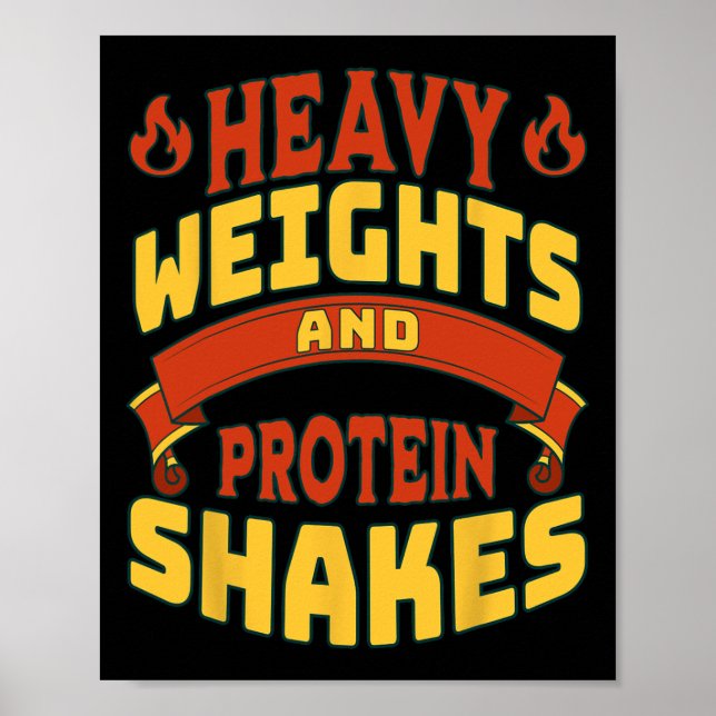 Poster Formação De Gym Levantando Pesos Pesados Proteínas (Frente)
