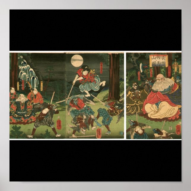 Póster Formação Samurai com Tengu, Circa 1859 (Frente)