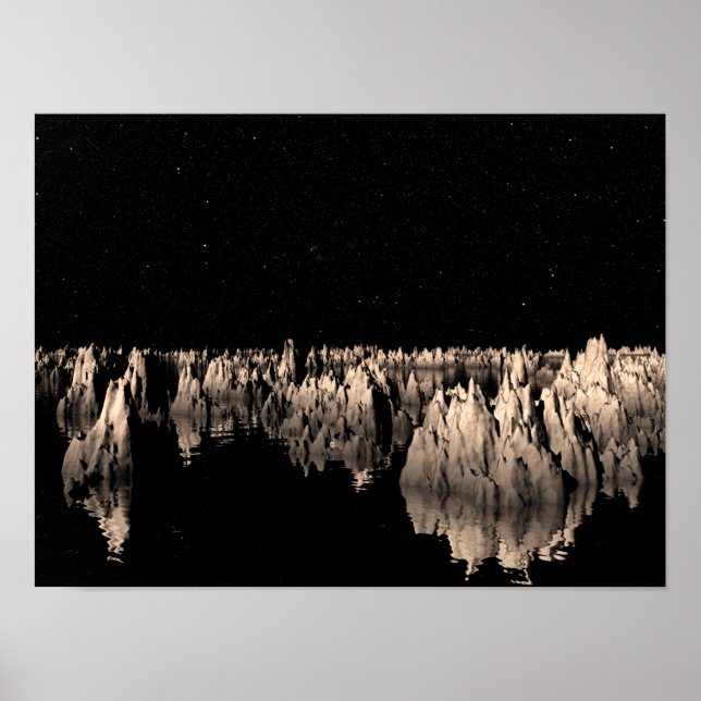 Poster Formações Rochosas Noturnas Sob as Estrelas (Frente)