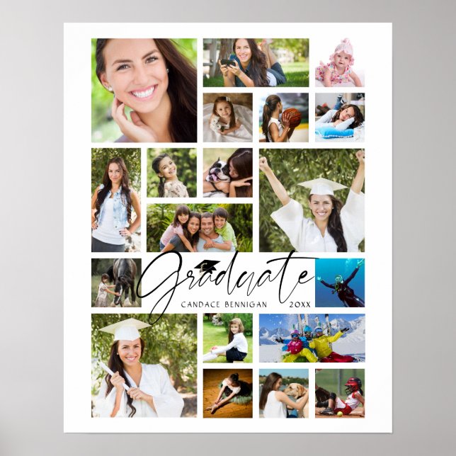 Poster Formando 19 Photo Collage Script White Personaliza (Frente)