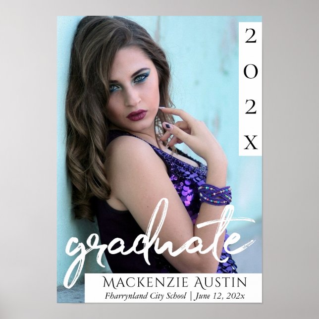 Poster Formando Chic | Foto Simples de Script de Pincel B (Frente)