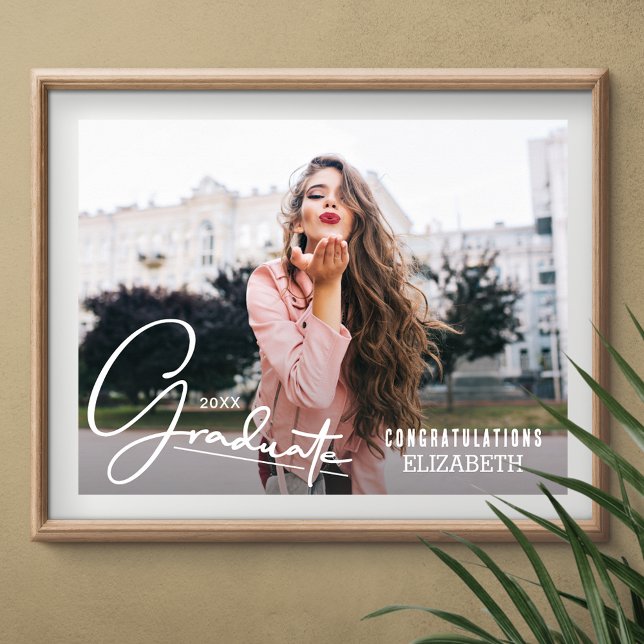 Poster Formando de Parabéns de Fotografia Chic (Personalized congratulations graduate photo poster, INSTANT DOWNLOAD and/or PRINTED)