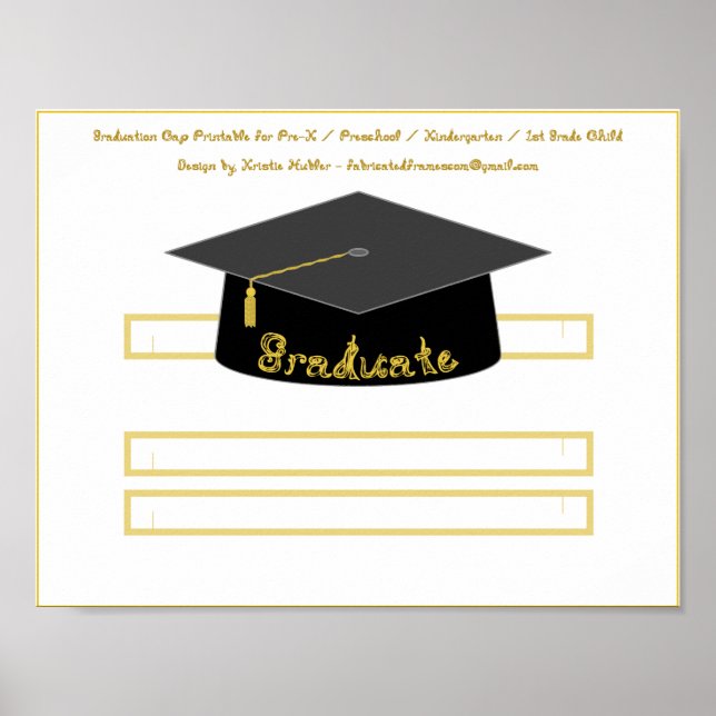 Poster Formando Dourado de papel preto-boné de formatura (Frente)