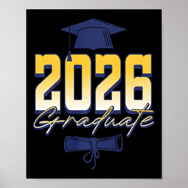 Poster Formando em 2026 Graduação Diploma Premium Tri-b (Frente)