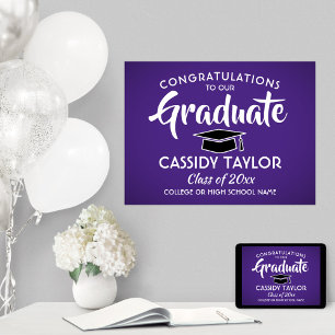 Poster Formando Graduação em branco roxo elegante