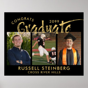 Poster Formando moderno 3 Fotos Douradas Tipografia de Pi