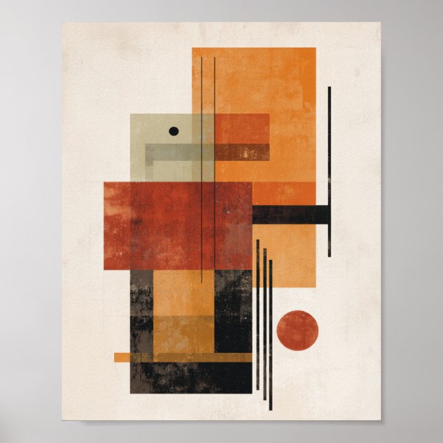 Poster Formas Abstratas – Arte de Parede em Cores Retro T (Frente)