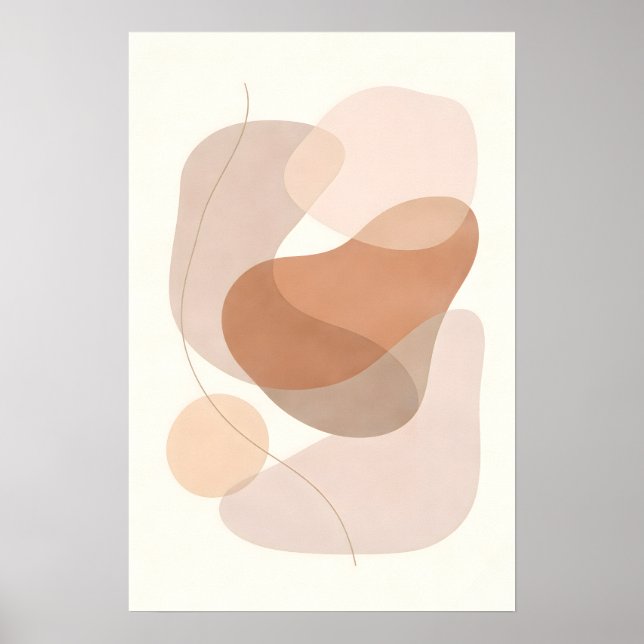 Poster Formas Abstratas Neutras Modernas Boho Mínimas (Frente)