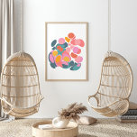 Poster Formas Abstrato coloridas em cor-de-rosa e amarelo<br><div class="desc">Colagem em formas geométricas modernas de círculos abstrato numa paleta de cores brilhantes de azul,  vermelho,  rosa e amarelo.</div>