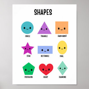 Poster Formas bonitas com Smiley face educacional de Post