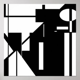 Poster Formas brancas na arte Abstrato de aparência do MC