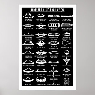 Poster Formas Comuns de OVNI Arte Impresso Ficção Científ