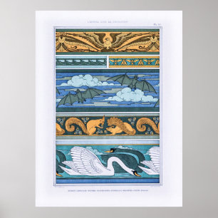 Poster Formas de Animais Art Nouveau Antigos na Decoração
