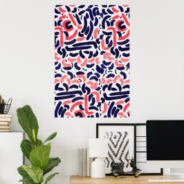 Poster Formas de Azul Artístico e Acrílico Laranja
