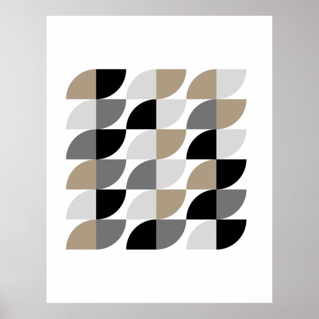 Poster Formas de bege moderno do século médio (Frente)