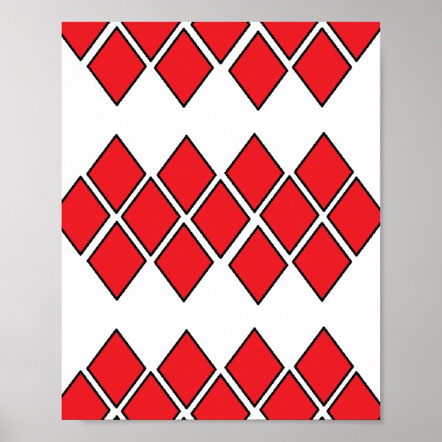 Poster Formas de diamante vermelho (Frente)