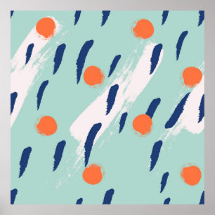 Poster Formas de pincelada desenhada à mão abstrato sem c