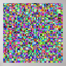 Poster Formas de Quadrados Abstratos Padrão Multicolor