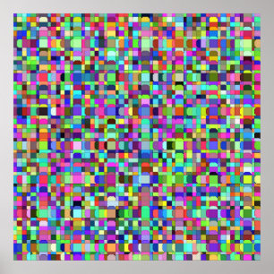 Poster Formas de Quadrados Abstratos Padrão Multicolor