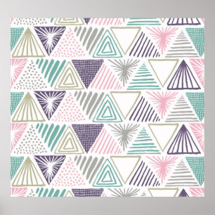 Poster Formas de triângulo, estilo de vintagem desenhado 