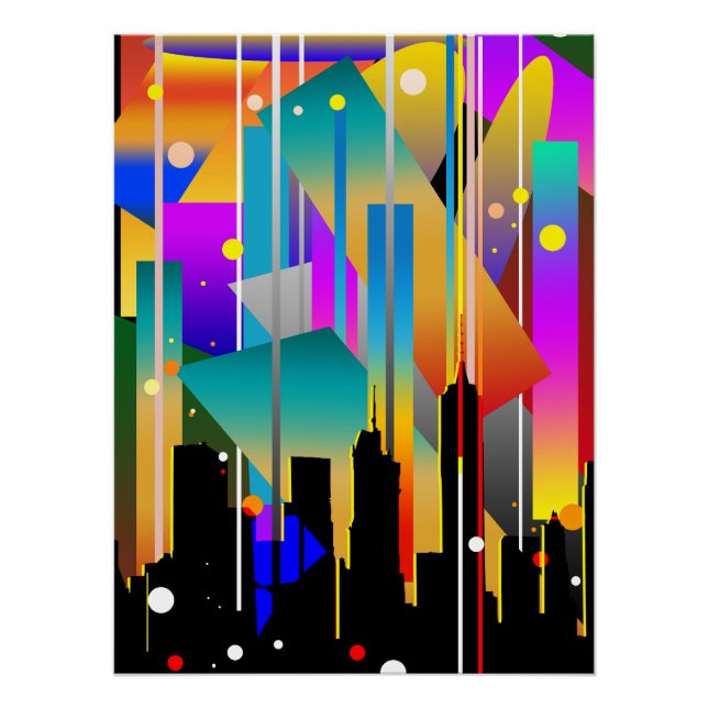 Póster Formas Geométricas Abstratas de Nova York Moderna (Frente)
