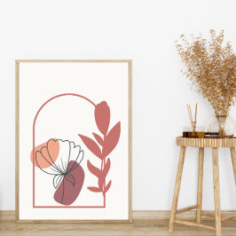 Poster Formas Geométricas abstrato Boho Estilo Folhagem F