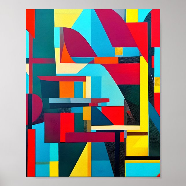 Poster Formas Geométricas de Abstrato de Textura (Frente)