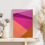 Poster Formas Geométricas de Blocos de Cores em Magenta R<br><div class="desc">Bloqueio de cores geométricas vibrante e ousado com linhas diagonais e triângulos em magenta,  roxo,  âmbar,  pêssego e laranja,  personalizados com seu nome.</div>