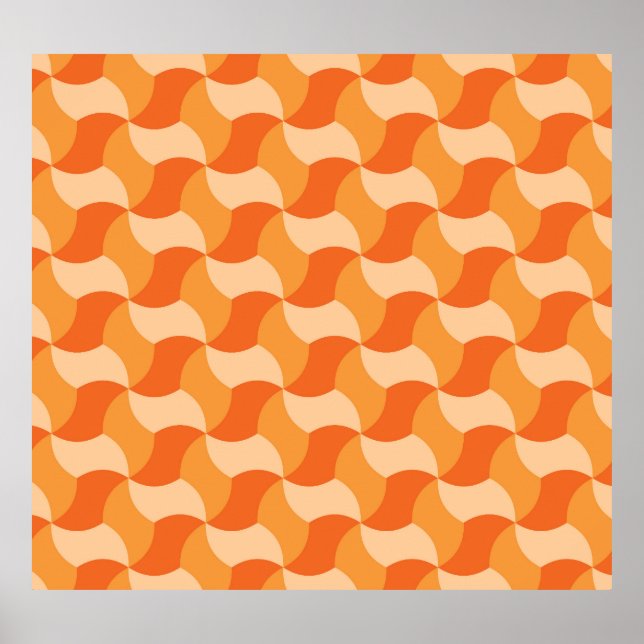 Poster Formas geométricas de laranja: Azulejo Abstrato (Frente)