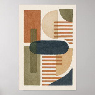Poster Formas Geométricas do Tom da Terra abstrato