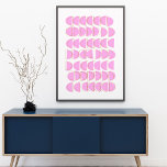 Poster Formas Geométricas Modernas Cor-de-Rosa Bonito For<br><div class="desc">Um poster design geométrico alegre e brilhante de meio círculo a rosa.</div>