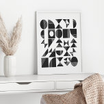 Poster Formas Geométricas Modernas de Abstrato | Preto e<br><div class="desc">Esse padrão moderno minimalista em preto-e-branco eterno apresenta formas geométricas abstratos com linhas orgânicas fluindo por cada motivo.</div>