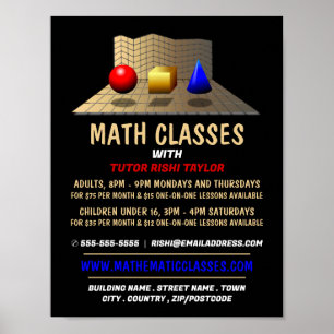 Poster Formas Matemáticas, Anúncios de Classes de Matemát