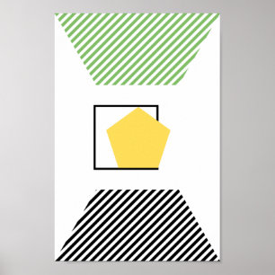 Poster Formas Modernas Verde, Pretas E Amarelas Abstrato 