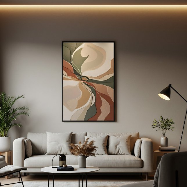 Poster Formas Orgânicas Fluidas Abstratas Tons Terrosos (Criador carregado)