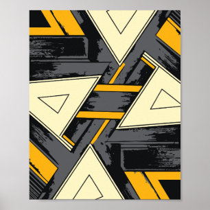 Poster Formas Triangulares Intersectantes em Amarelo e Cr