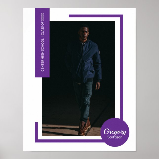 Poster Formatação Moderna de Foto Roxo (Frente)