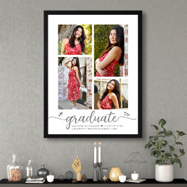 Poster Formatura Branca 4 Foto Coração Script Cinza Menin