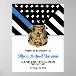 Poster Formatura da Polícia Linha Azul Fina Aplicação da