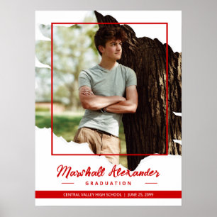 Poster Formatura de Foto Rasgada Abstrata Vermelha com Es