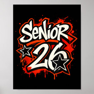 Poster Formatura Estilo Grafite Gotejante Senior 2026 Grá