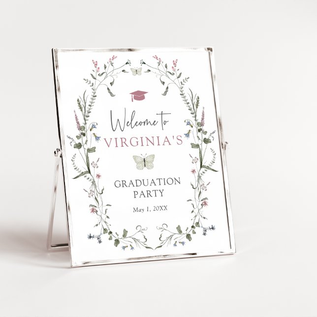 Poster Formatura Flor Silvestre Pastel (Pastel Wildflower Graduation Poster by Painted Paperie
)