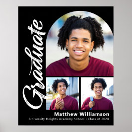 Poster Formatura Negra 3 Foto Arco Grosso Branco Script