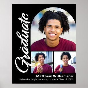 Poster Formatura Negra 3 Foto Arco Grosso Branco Script